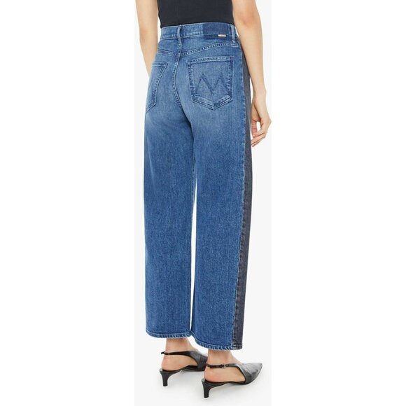 MOTHER Lil Half Pipe Flood High Waist Ankle Wide Leg Jeans Black and Blue Sz 27 - Picture 3 of 13